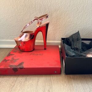 Rose gold pleaser pole sport heels